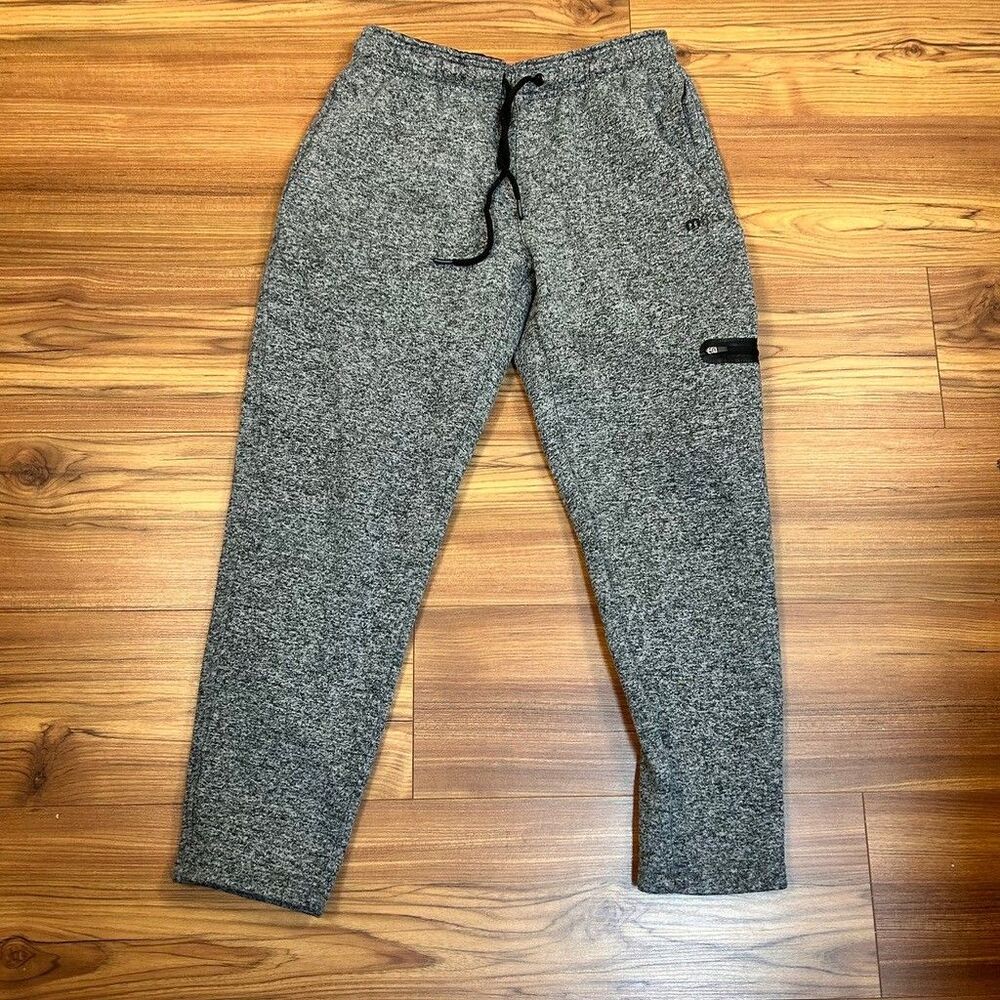 Mitre Mens Fleece Joggers Medium Gray Heather Tech Knit Cargo Pocket Sweatpants